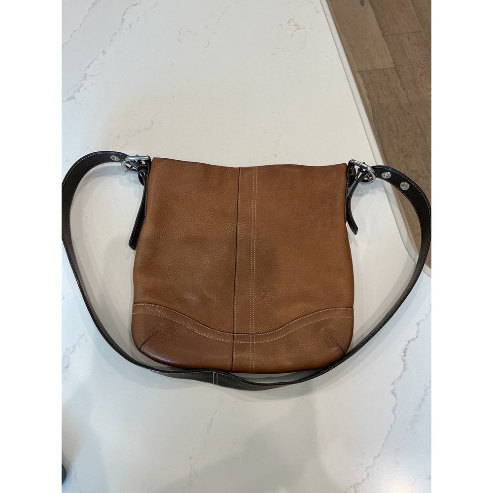 Y2K Coach Brown Pebbled Leather Crossbody Bag Messenger C0782-F10941